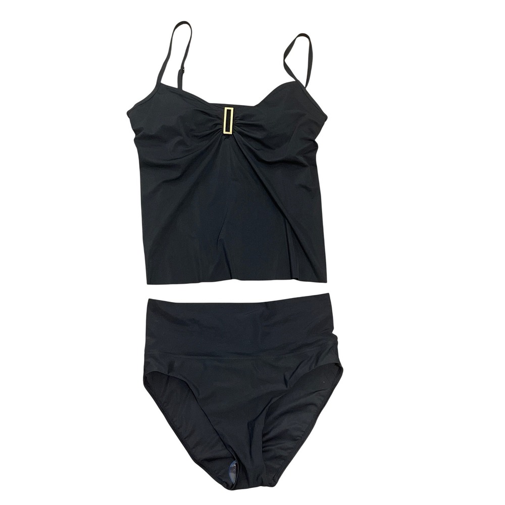 Amoressa Tankini Swimsuit Set Size 12 Black Eclipse Aries Underwire High Waist